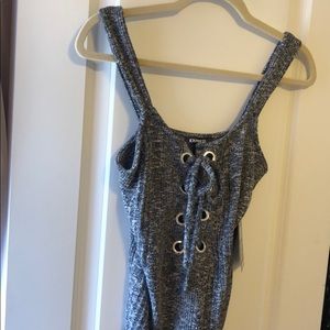 Grey, express body suit.